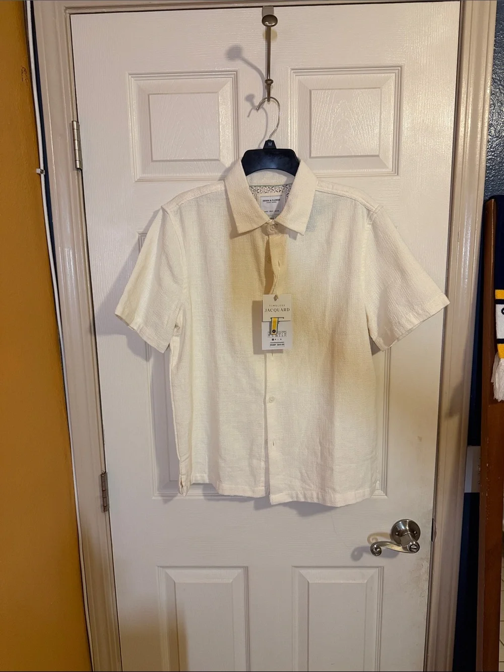 J. Crew Cream Short-Sleeve Textured Button-Down Shirt